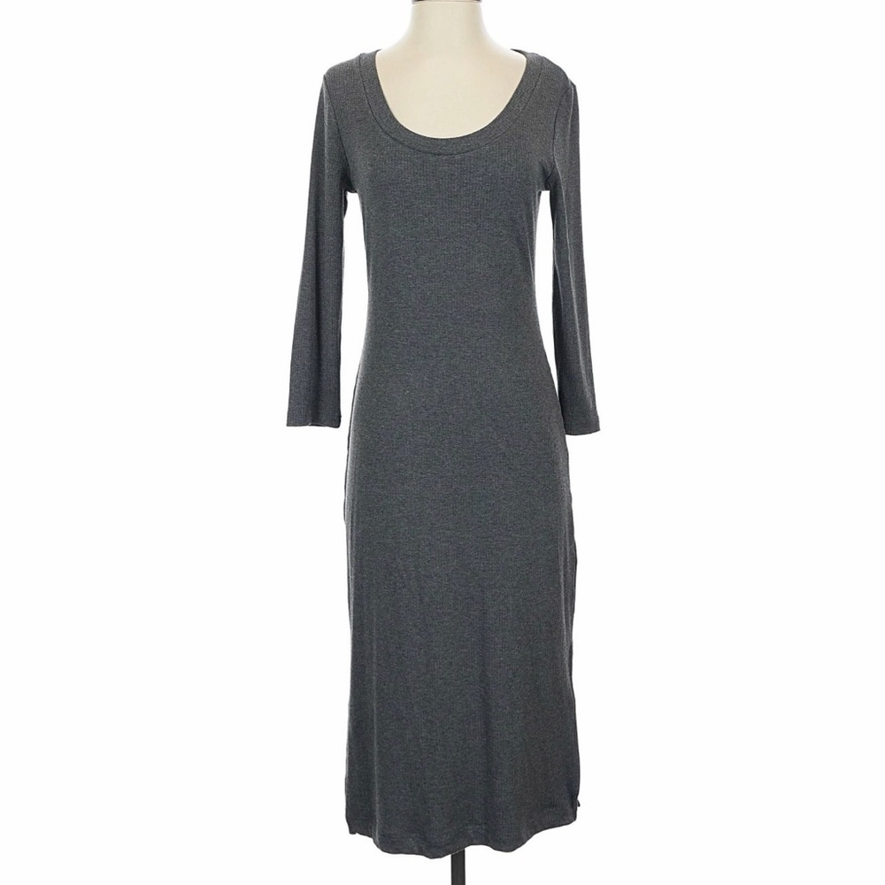 NWT Banana Republic Gray Longs-sleeve Ribbed Midi Dress